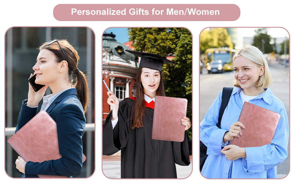 Rose Gold Padfolio,Vegan Leather Portfolio for Women,3-Ring Binder with Zipper, A4 Planner Binder with Laptop Pocket,Legal Size Portfolio,WorkBinder Organizer for Women and Girls